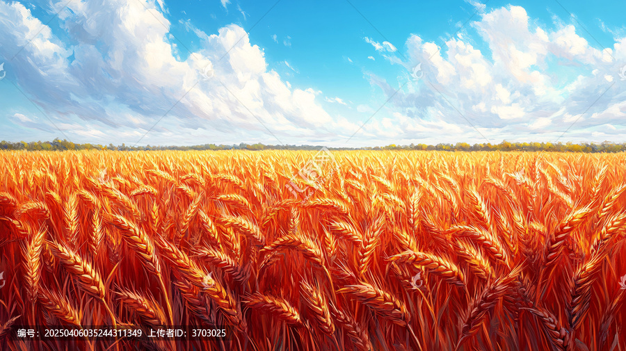 小麥田與紅色背景