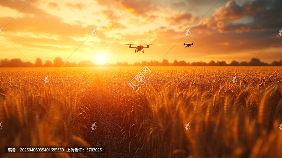 無人機(jī)飛越豐收田
