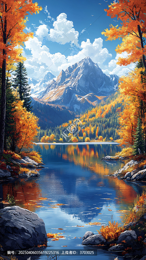 秋日湖畔風(fēng)景