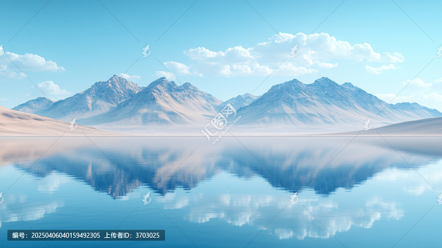 沙漠湖水平靜山