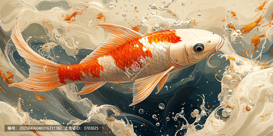 鯉魚游動(dòng)水紋圖