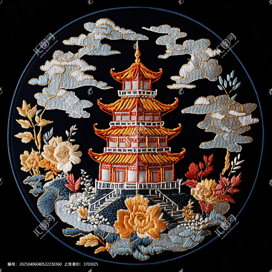黃鶴樓刺繡作品