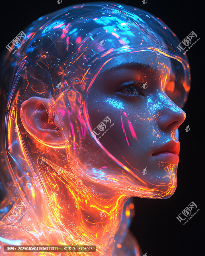 透明面罩發(fā)光人物