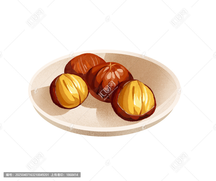 盤中的栗子插畫