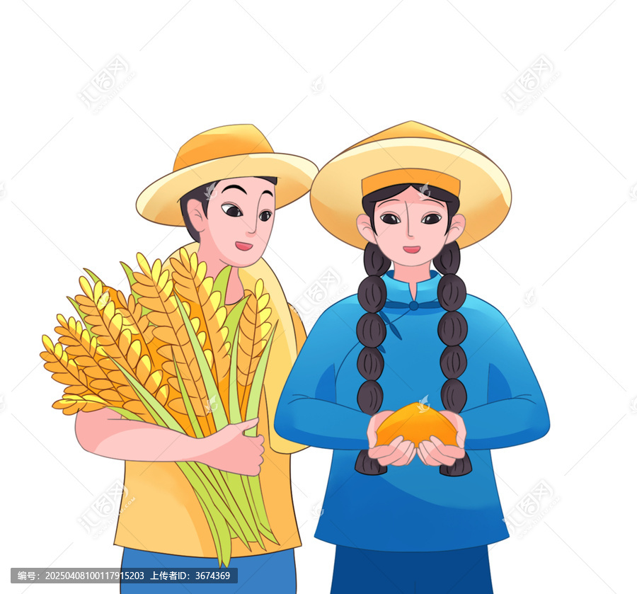 兩個農(nóng)民人物插畫素材