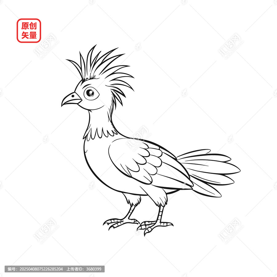 矢量插圖動物簡約線條麝雉