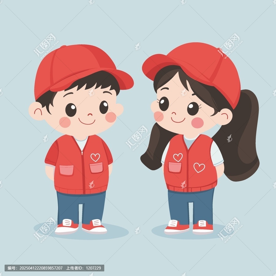卡通志愿者男女矢量