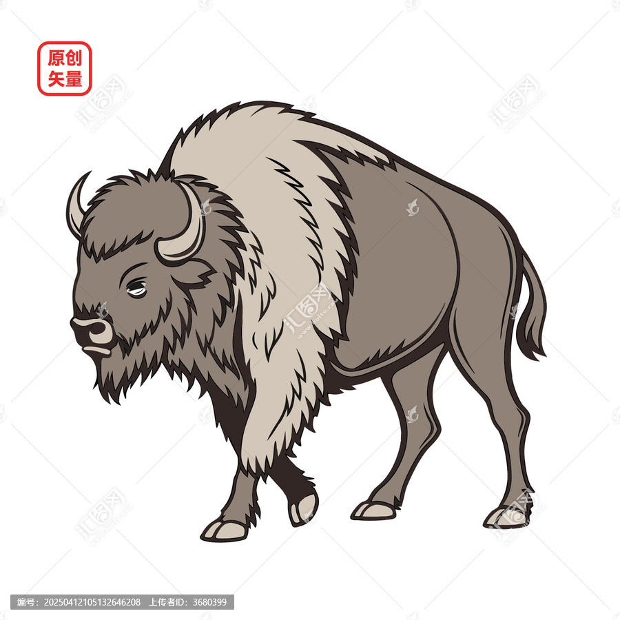 矢量插圖動(dòng)物一頭美洲野牛