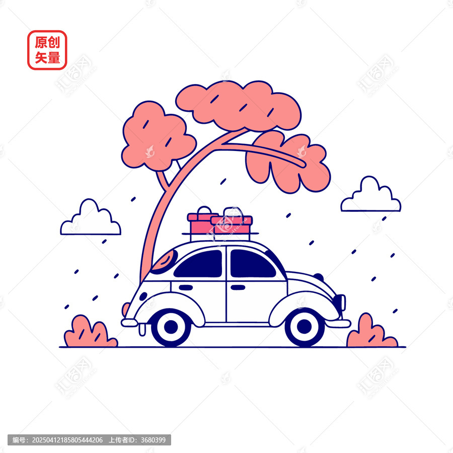 矢量插圖秋季自駕游