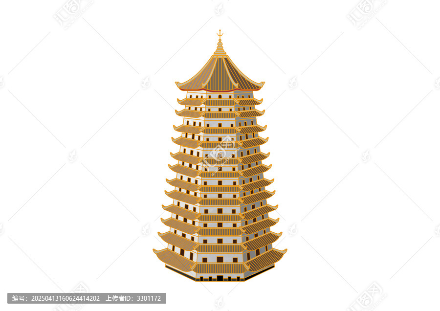 杭州地標六和塔矢量插畫