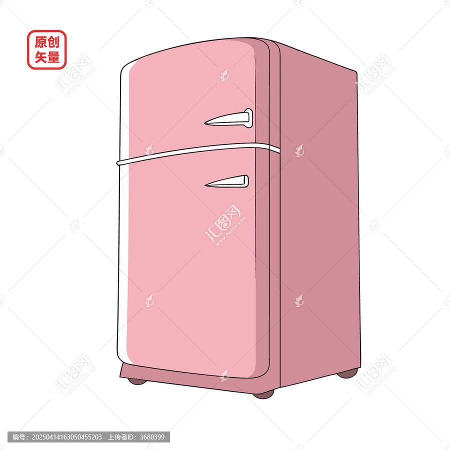 矢量插圖簡約粉色冰箱