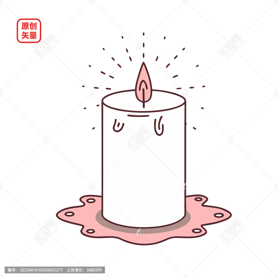 矢量插圖簡(jiǎn)約燃燒照明蠟燭