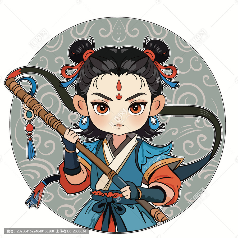 申公豹哪吒系列插畫IP形象素材