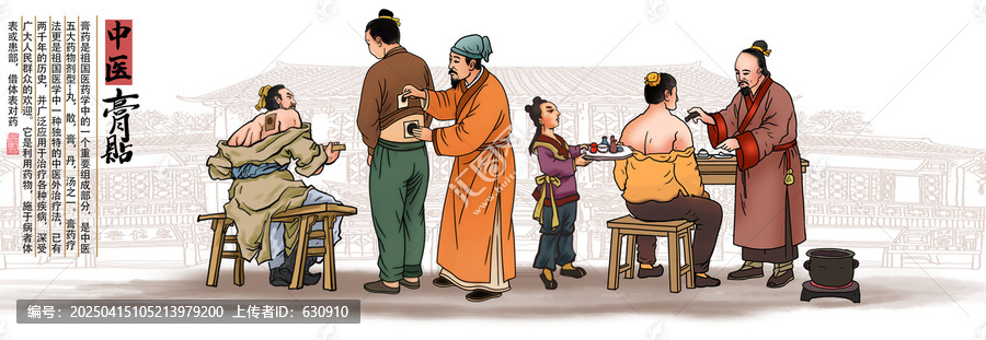 古代中醫(yī)貼膏藥插畫(huà)