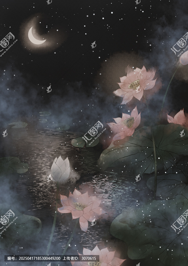 月下荷花