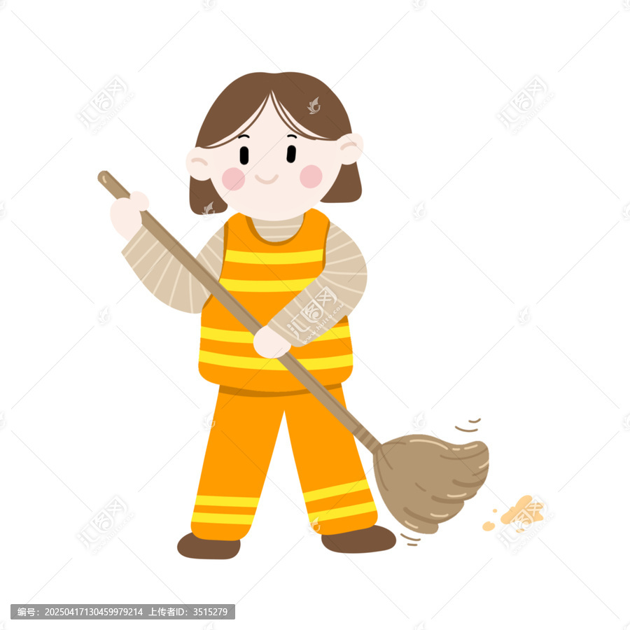 清潔工人卡通人物插畫