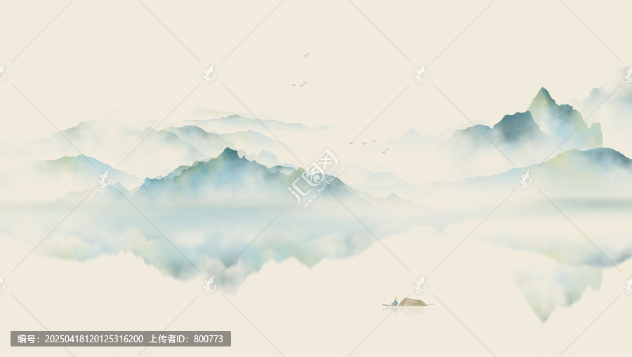 青綠新中式山水圖