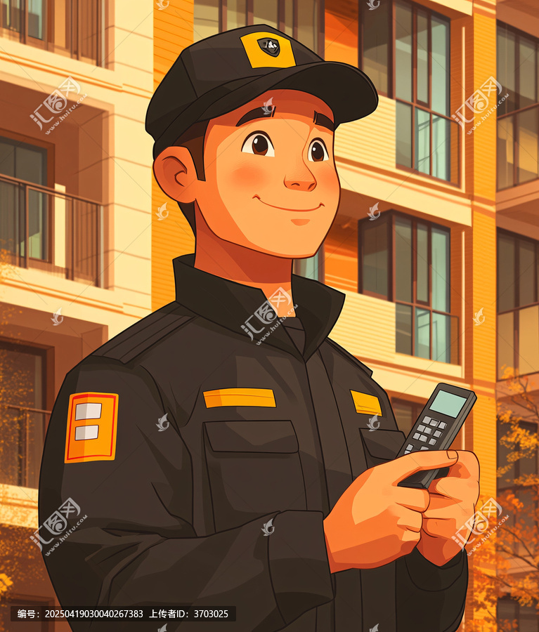 保安站崗卡通插圖