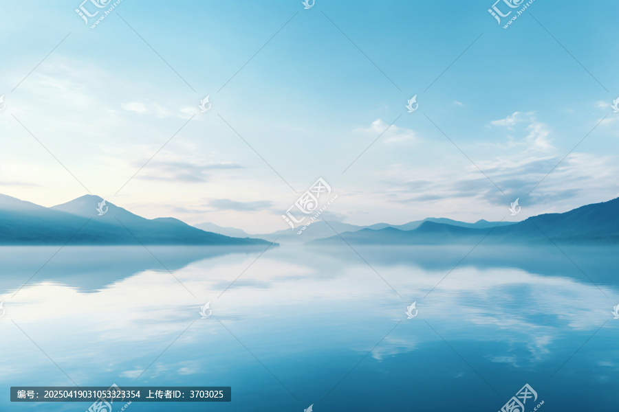 湖面山影晨曦