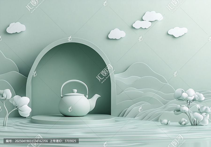 浮空茶壺山水圖