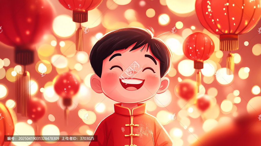 新年快樂小男孩