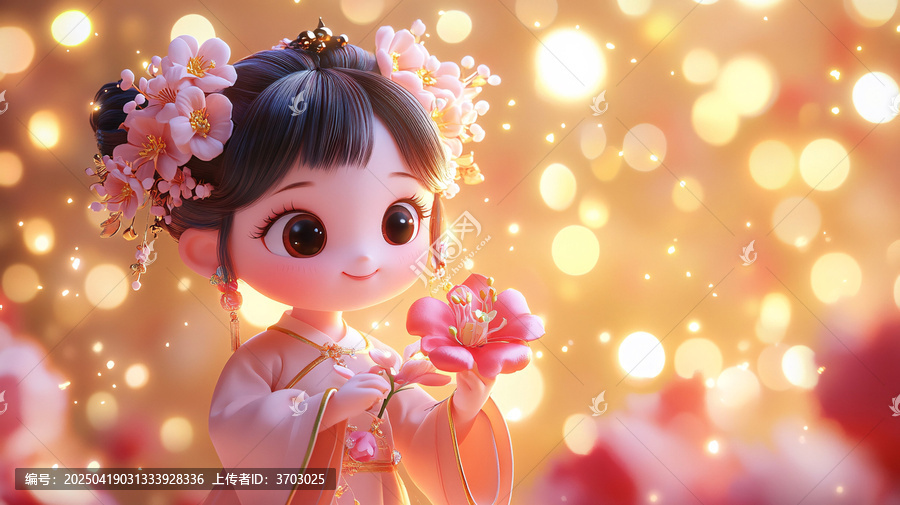 漢服女孩抱花