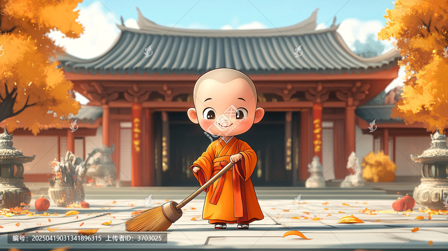 小和尚掃寺廟
