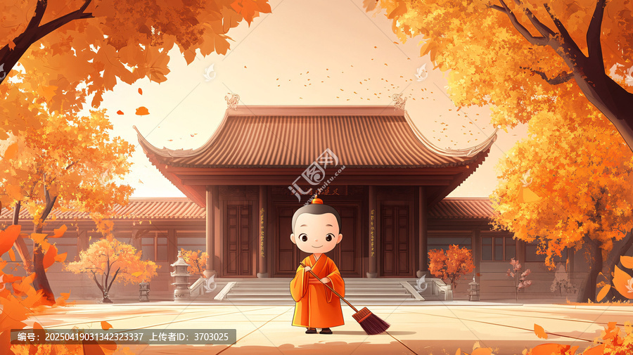 小和尚掃寺廟