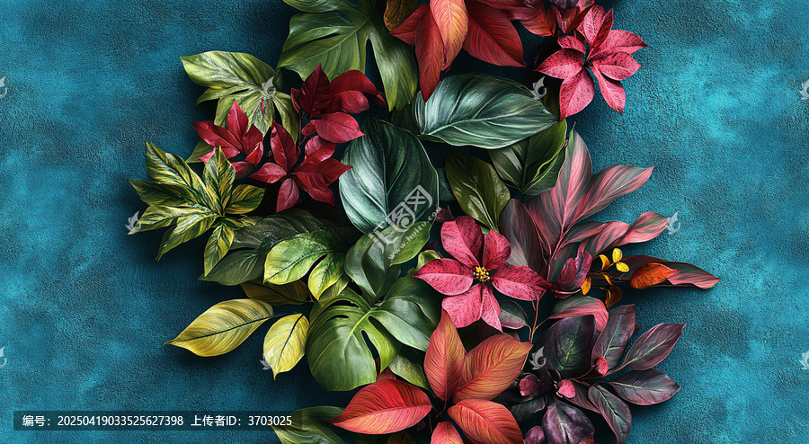 熱帶花葉水彩圖案