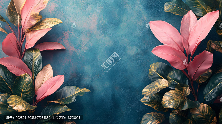 熱帶葉矩形金框