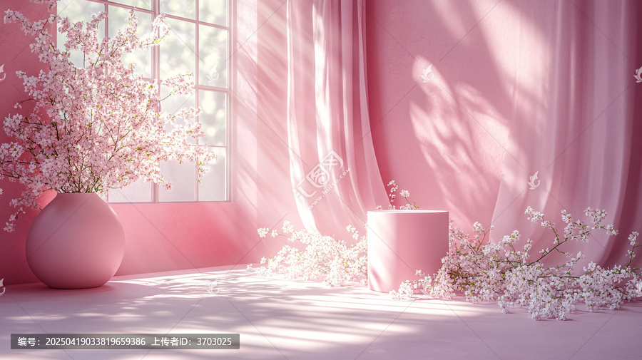 粉色花藝立方展臺
