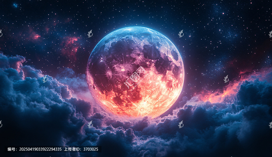 紅月宇宙星光圖