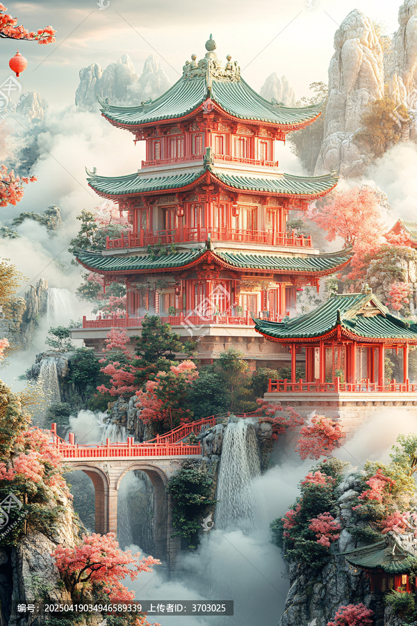 玉色山水祥云圖