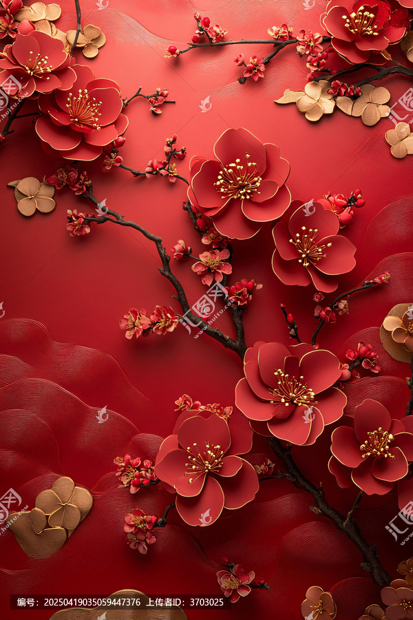 金色花卉云紋背景