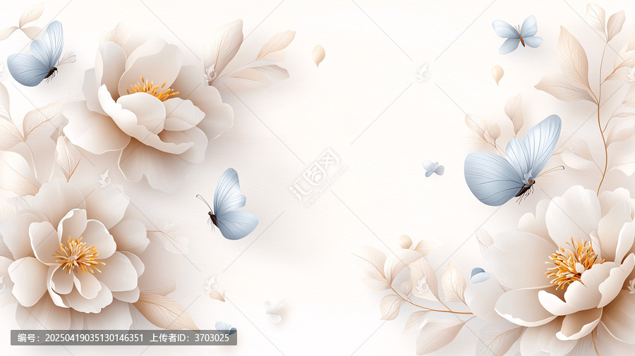煙色牡丹蝶影圖