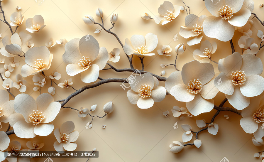 淺褐花枝紙藝