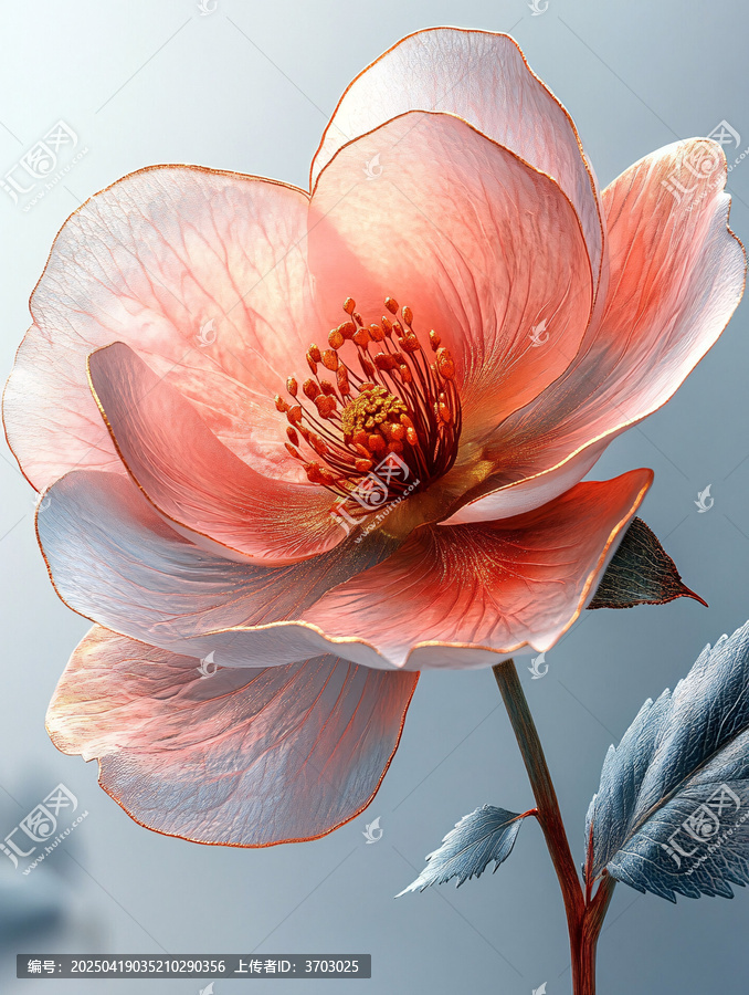 粉金水彩花卉