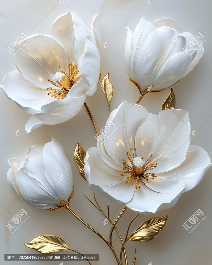 白金花卉三維藝術(shù)