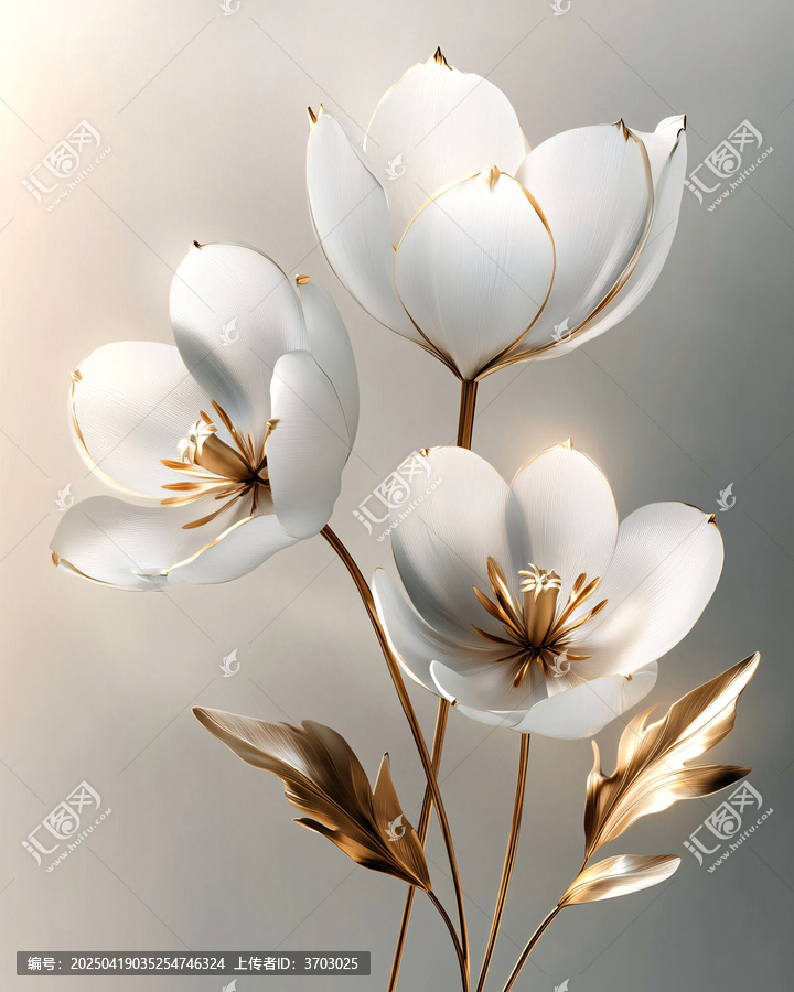白金花卉三維藝術(shù)
