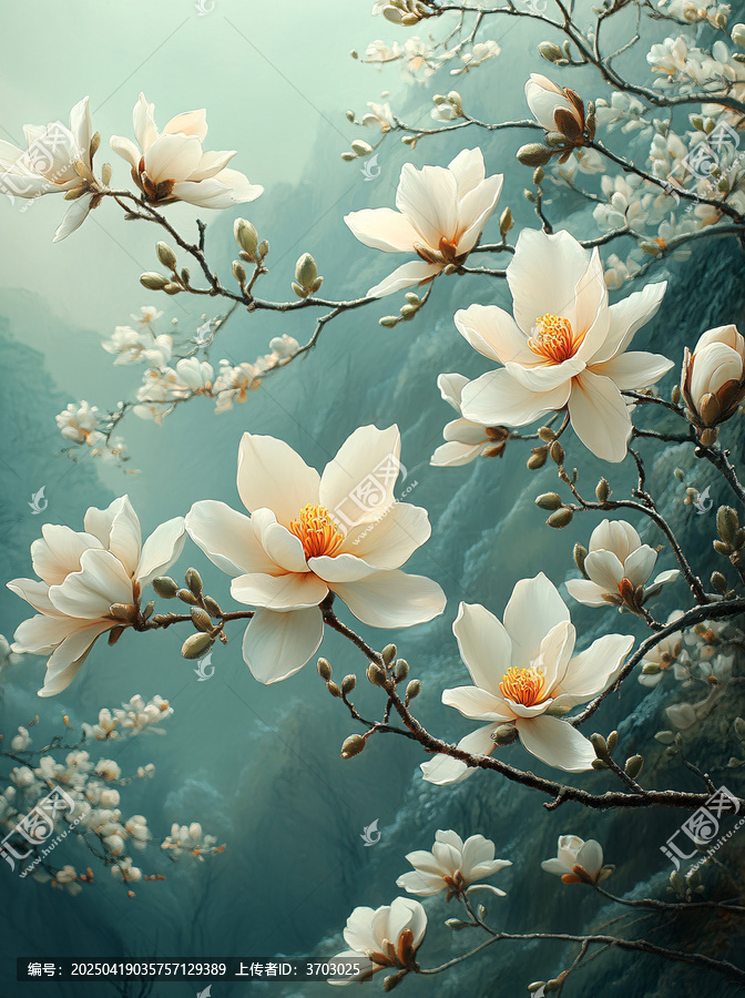 白玉蘭花掛屏