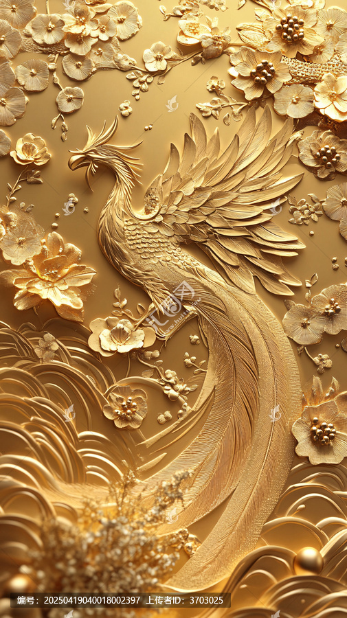 金箔剪紙鳳凰圖