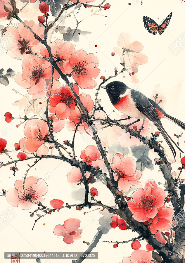 花鳥蝴蝶山水圖