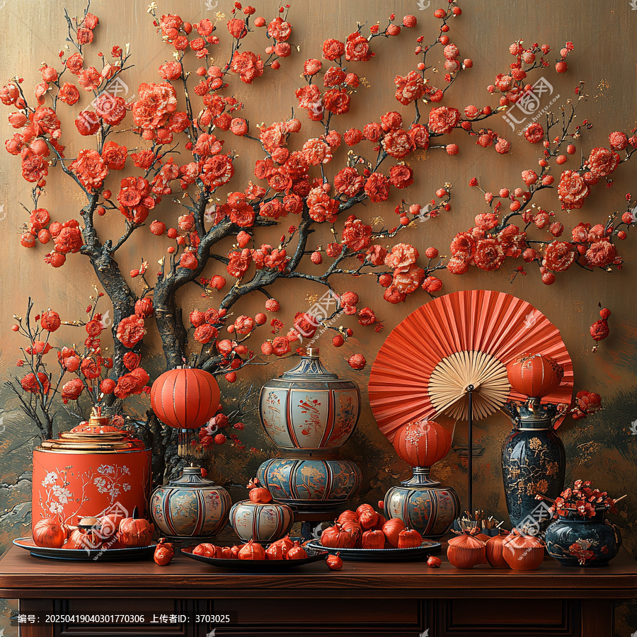 紅色年味裝飾圖案
