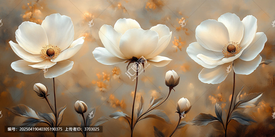 米白花卉三重奏