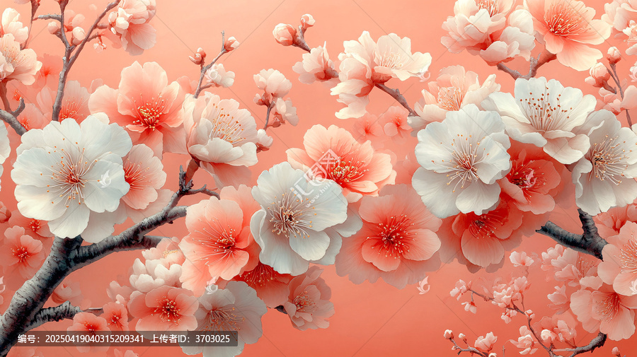 櫻花牡丹花卉紋樣