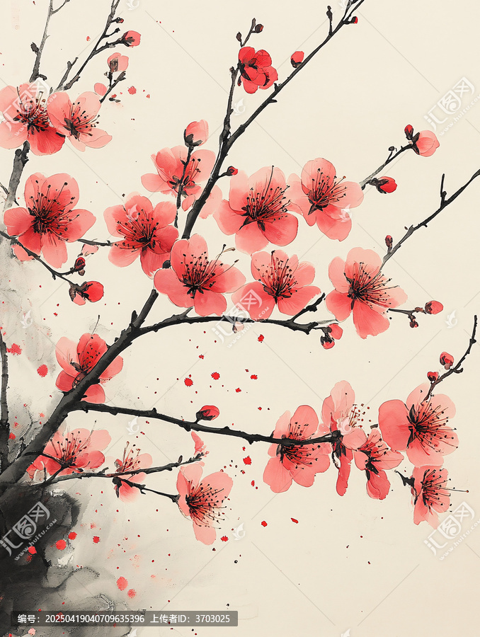 桃花墨色圖