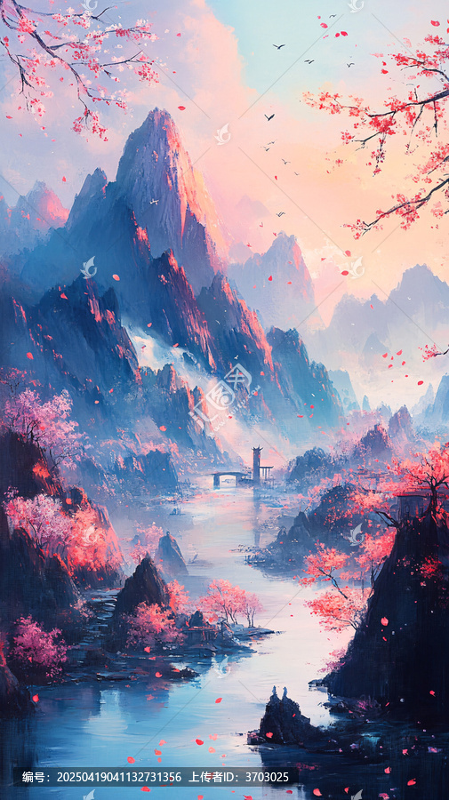 山川櫻花圖
