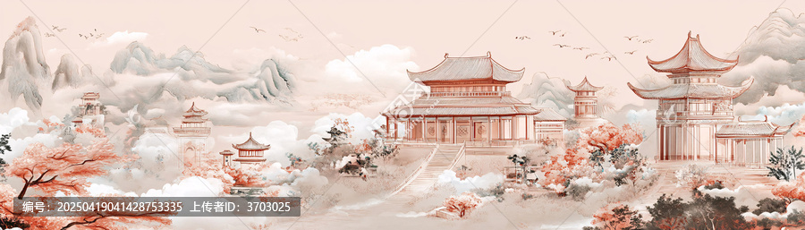 古代建筑祥云圖