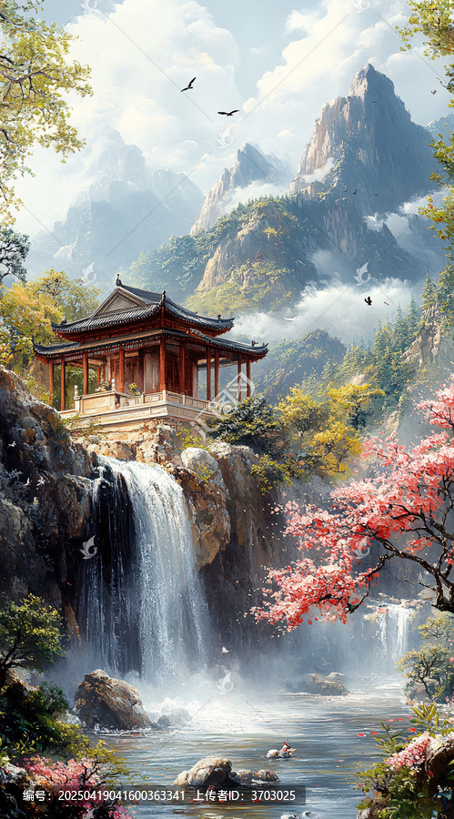 山水亭臺(tái)花鳥圖