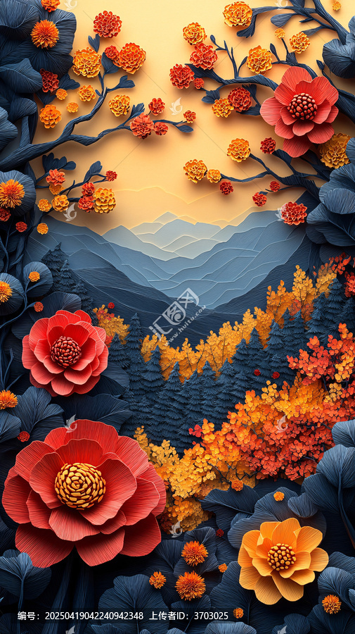 秋林金黃飛雁圖